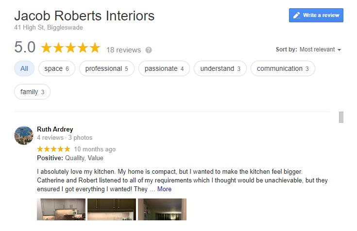 Jacob Roberts' 5 Star Google Review Page 